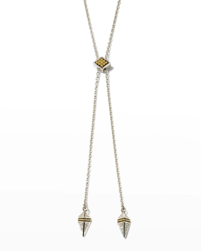 Lagos Ksl Two-tone Diamond Small Drop Slide Lariat Necklace In Two Tone