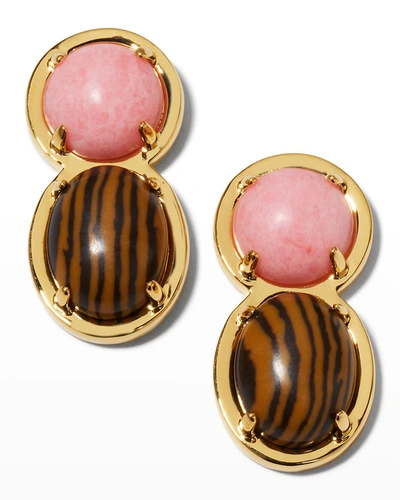 Lele Sadoughi Stone Double Drop Earrings In Brown