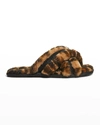 Ugg Scuffita Panther Print Dyed Sheepskin Slippers In Butterscotch