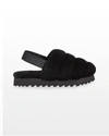 Ugg Super Fluff Genuine Shearling Slingback Slipper In Black
