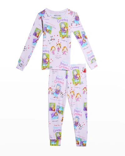 Books To Bed Kids' Little Girl's 3-piece How To Babysit Grandma Book & Pajama Set In White