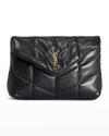 Saint Laurent Puffer Small Ysl Quilted Pouch Clutch Bag In 1000 Nero