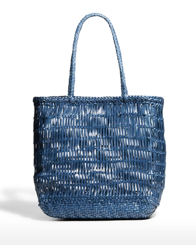 Dragon Diffusion Dora Woven Leather Shopper Tote Bag In Blue
