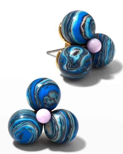Lele Sadoughi Cactus Flower Button Earrings In Blue