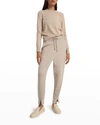 Theory Slouchy Double-knit Jogger Pants In Oatcharmelange