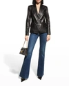 L'agence Kenzie Double-breasted Suede Blazer In Blackblack