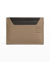Loewe Men's Anagram Leather Card Holder In Dark Moss
