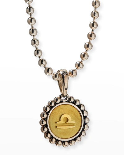 Lagos Signature Caviar Zodiac Two-tone Circle Pendant In Libra