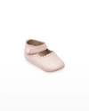 Elephantito Girl's Scalloped Leather Mary Jane, Baby In Pink