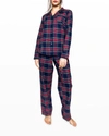 Petite Plume Windsor Tartan Flannel Pajama Set In Navy
