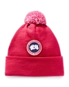 Canada Goose Kid's Logo Patch Pompom Hat In Black