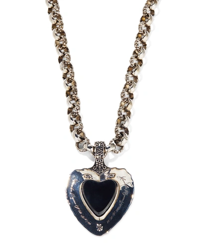 Alexander Mcqueen Heart Pendant Necklace In Nero/nero