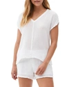 Michael Stars Draya V-neck Gauze Tee In White