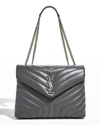 Saint Laurent Loulou Medium Ysl Matelasse Calfskin Flap-top Shoulder Bag In Medium Gray