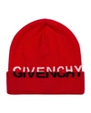 Givenchy Kids Split Logo Jacquard Cotton & Cashmere Beanie In 991 Red