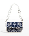 Staud Tommy Mini Beaded Chain Shoulder Bag In Blue Bandana