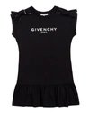 GIVENCHY GIRL'S GLITTER LOGO-PRINT BOW SHOULDER DRESS,PROD244580022