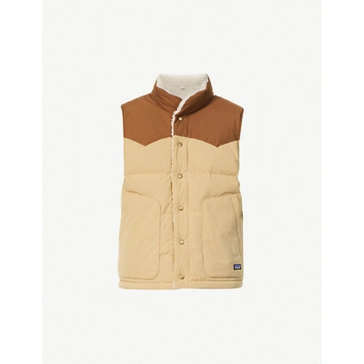 Patagonia Mens Classic Tan Reverse Bivy Brand-patch Recycled-polyester And Recycled-down Gilet Xl