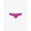 Hanky Panky Womens Belle Pink Signature Low-rise Stretch-lace Thong 1 Size