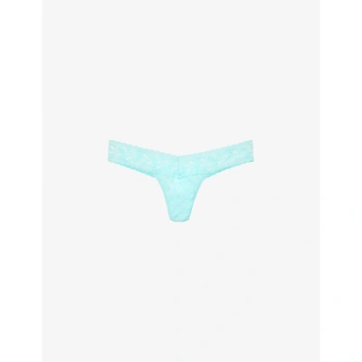 Hanky Panky Womens Bright Aqua Signature Low-rise Stretch-lace Thong 1 Size