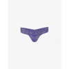 HANKY PANKY WOMENS WILD VIOLET SIGNATURE LOW-RISE STRETCH-LACE THONG 1 SIZE