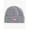 Canada Goose Arctic Disc Knitted Wool Beanie In Heather Grey