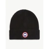 Canada Goose Arctic Disc Ribbed Wool Beanie Hat In Black