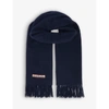 Acne Studios Womens Navy Blue Canada New Logo-embroidered Wool Scarf In Navy Blue