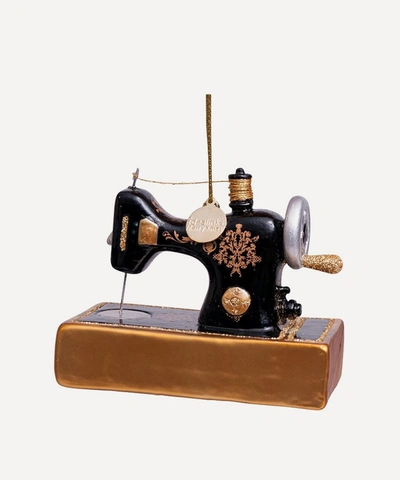 Unspecified Vintage Sewing Machine Glass Tree Ornament In Black