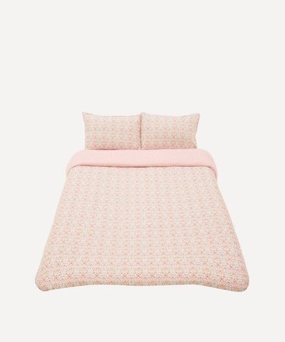 Coco & Wolf Love Birds And Floral Stencil Super King Duvet Cover Set In Pink