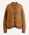Acne Studios Rives V-neck Stretch Wool-blend Cardigan In Toffee Brown