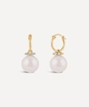Dinny Hall 14ct Gold Shuga Large Pearl And Diamond Drop Hoop Earrings In Gold