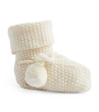 Trotters Pom-pom Booties In White