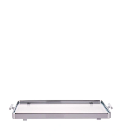 Zodiac Chrome Trimmed Glass Tray In Silver