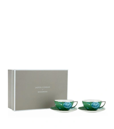 Wedgwood Chinoiserie Teacup And Saucer Gift Box (set Of 2) In Green