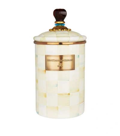 Mackenzie-childs Large Parchment Check Enamel Canister In Multi