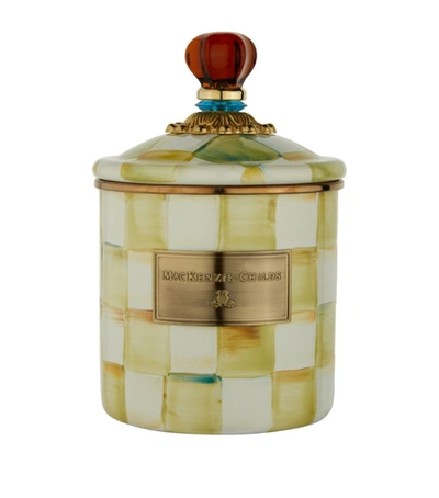 Mackenzie-childs Small Parchment Check Enamel Canister In Multi
