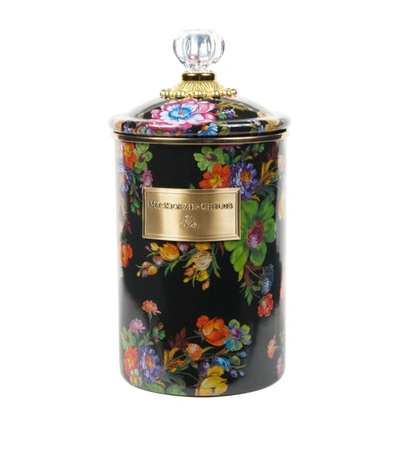 Mackenzie-childs Large Floral Market Canister In Black