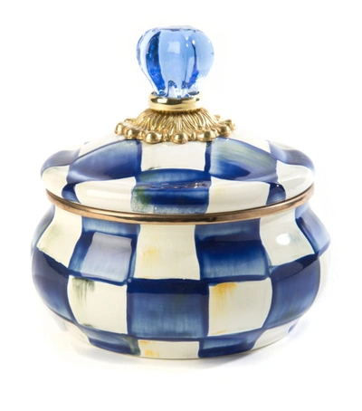 Mackenzie-childs Royal Check Squashed Pot In Blue