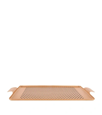 Kaymet Pressed Rubber Grip Serving Tray (27.5cm X 43.5cm) In Rose Gold
