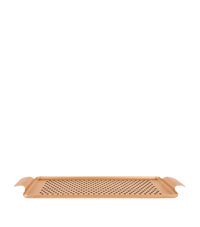 Kaymet Pressed Rubber Grip Serving Tray (18.5cm X 41.5cm) In Rose Gold