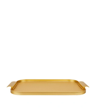 Kaymet Ribbed Serving Tray (35.5cm) In Gold