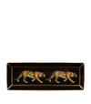 Halcyon Days Twin Tiger Rectangular Tray In Black