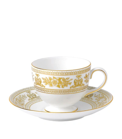Wedgwood Gold Columbia Leigh Cup And Saucer In Multi
