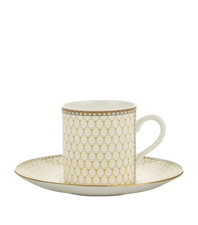 Halcyon Days Antler Trellis Espresso Cup And Saucer In Ivory