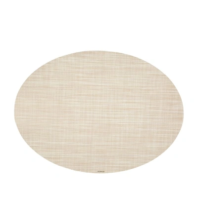 Chilewich Mini Basketweave Oval Placemat In Beige
