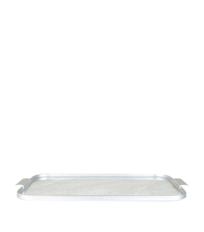 Kaymet Ribbed Tray In Silver