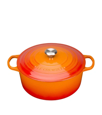 Le Creuset Cast Iron Round Casserole Dish (24cm) In Orange