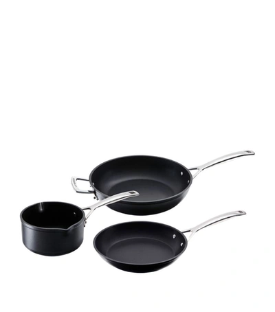 Le Creuset Toughened Non-stick Pan (set Of 3) In Black