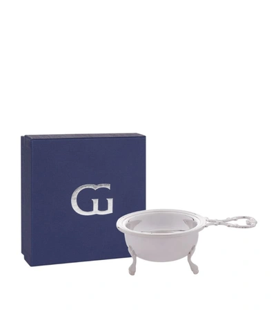 Greggio Georgian Silver Plated Tea Strainer With Drip Bowl